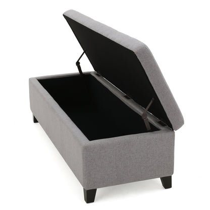 Selma Wood Fabric Storage Ottoman