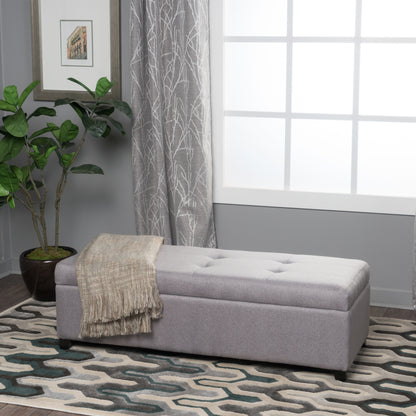 Brent Wood Fabric Storage Ottoman
