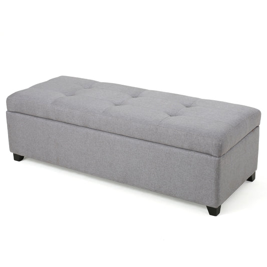 Brent Wood Fabric Storage Ottoman