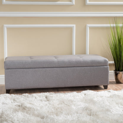 Brent Wood Fabric Storage Ottoman