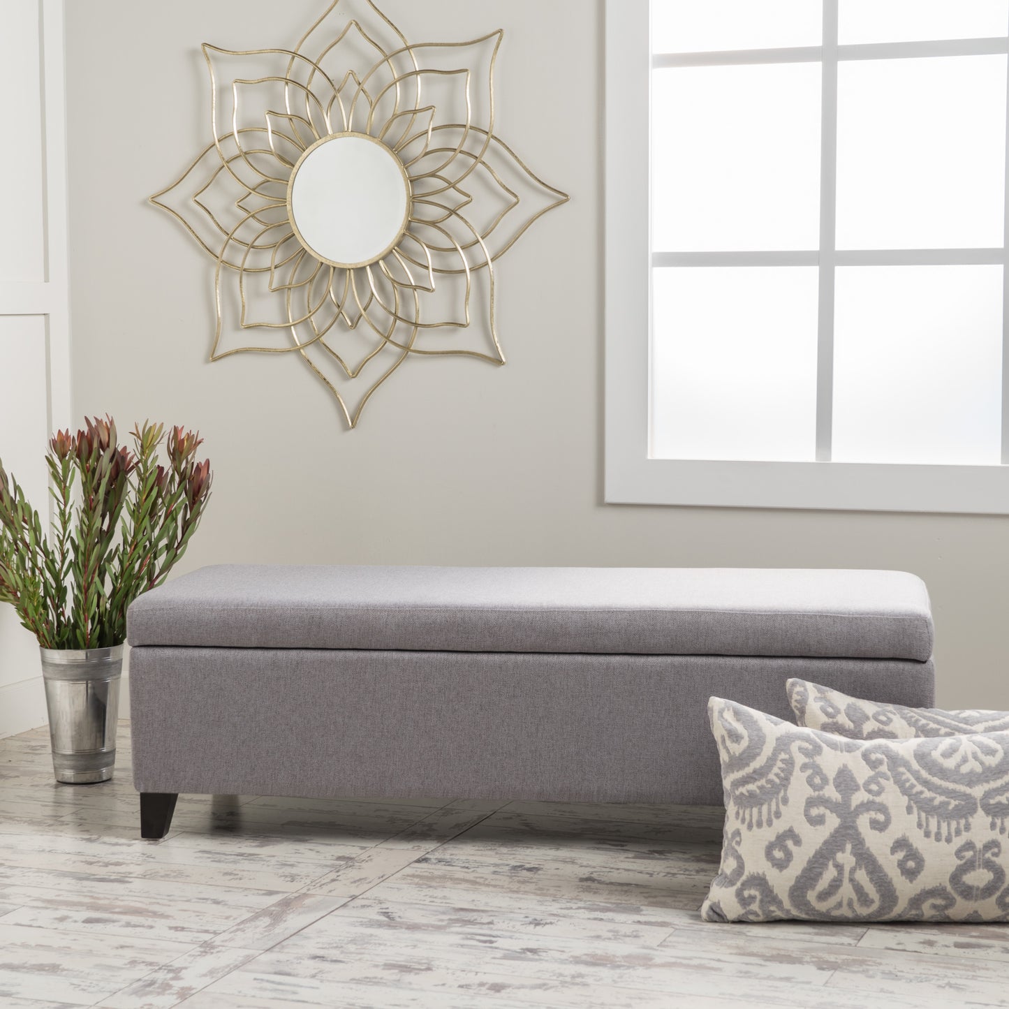 Selma Wood Fabric Storage Ottoman