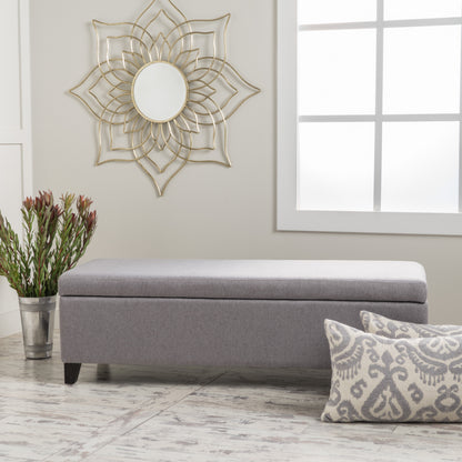 Selma Wood Fabric Storage Ottoman