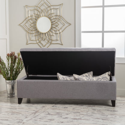 Selma Wood Fabric Storage Ottoman