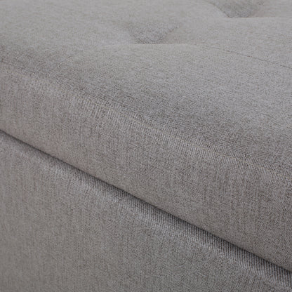 Brent Wood Fabric Storage Ottoman