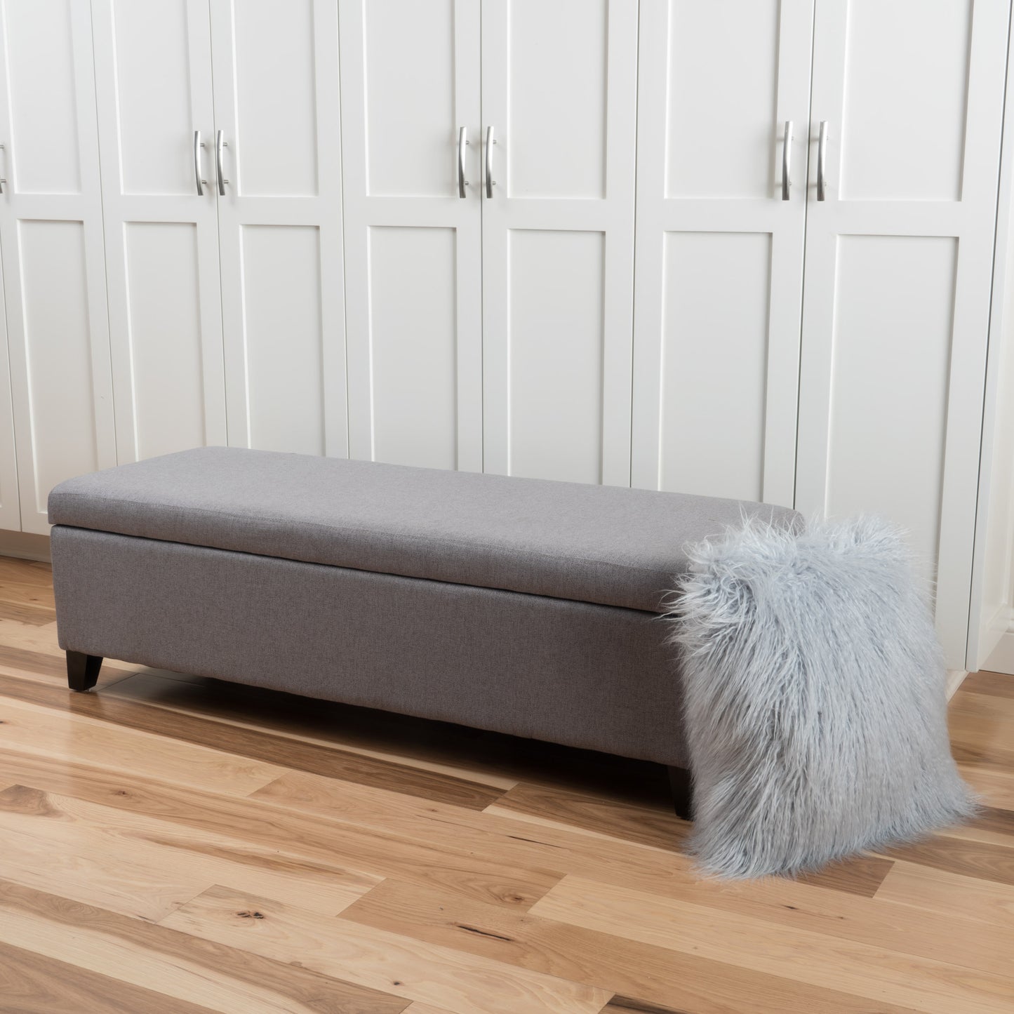 Selma Wood Fabric Storage Ottoman