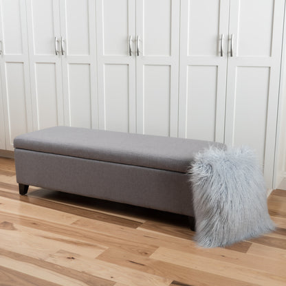 Selma Wood Fabric Storage Ottoman