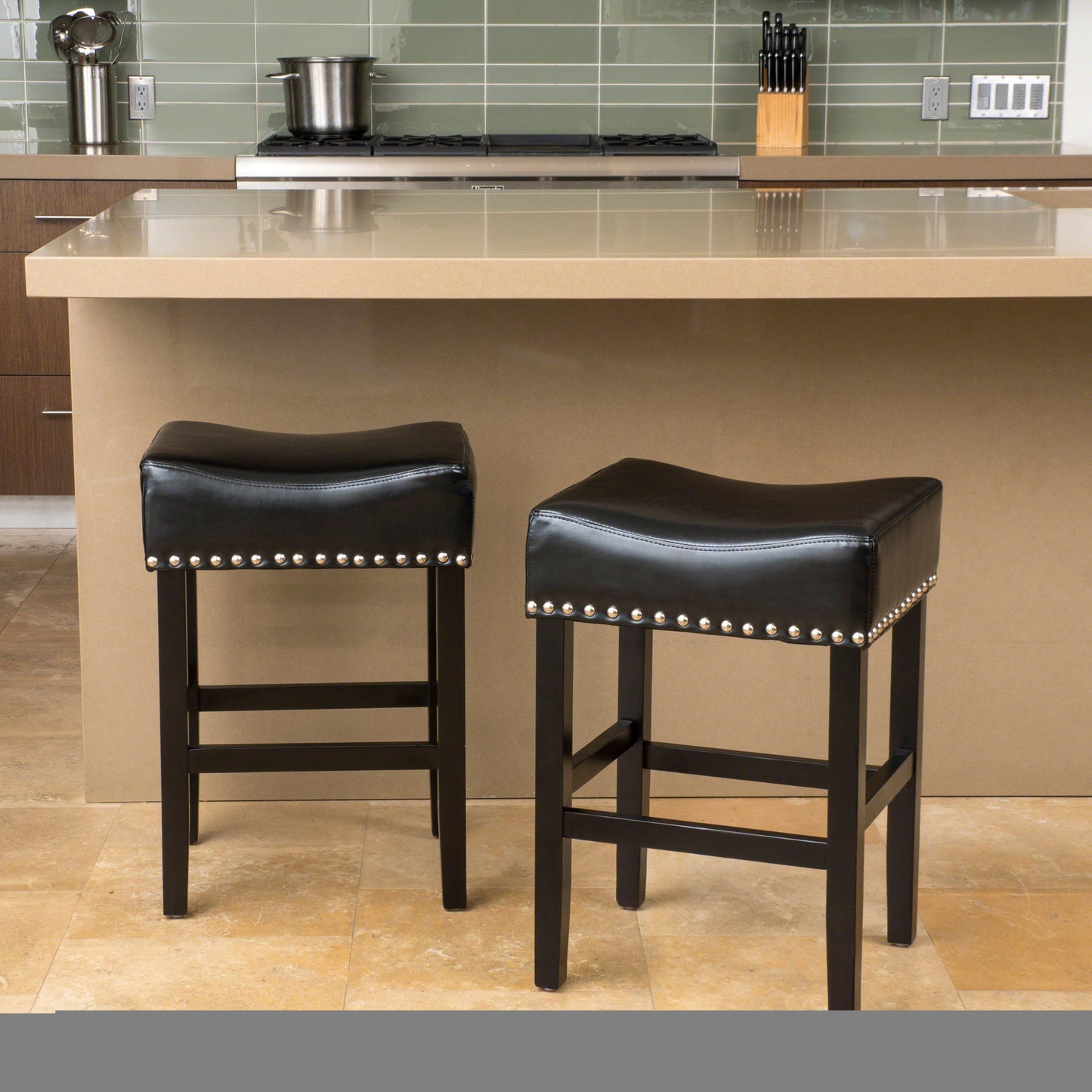 Chantal 26" Backless Leather Counter Stools, 2-Pcs Set