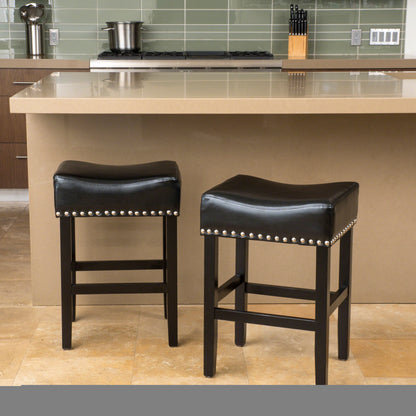 Chantal 26" Backless Leather Counter Stools, 2-Pcs Set