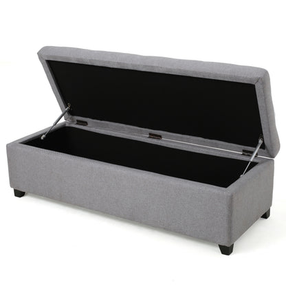 Brent Wood Fabric Storage Ottoman