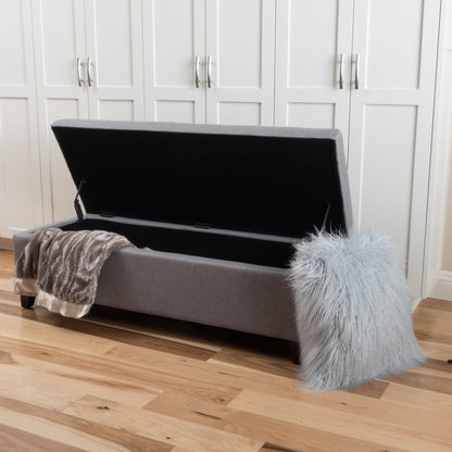 Selma Wood Fabric Storage Ottoman