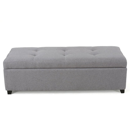 Brent Wood Fabric Storage Ottoman