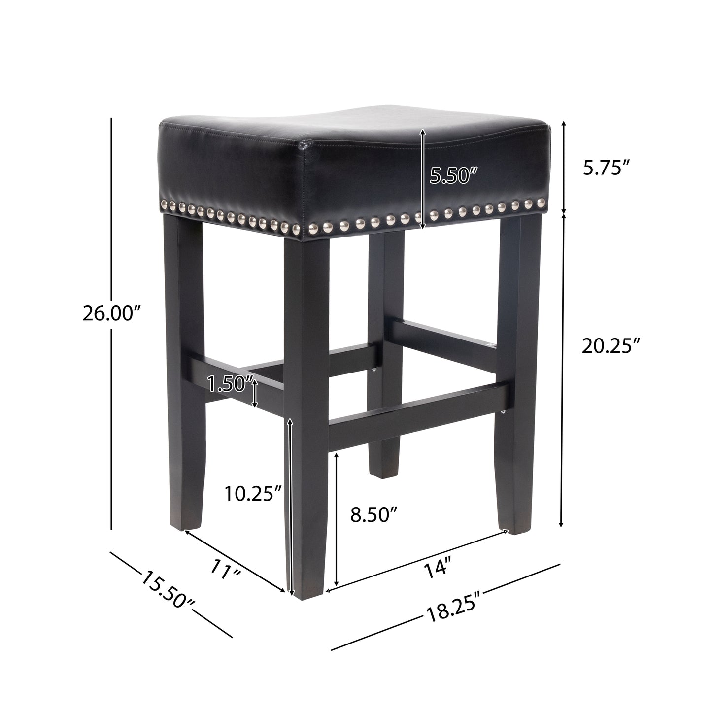 Chantal 26" Backless Leather Counter Stools, 2-Pcs Set