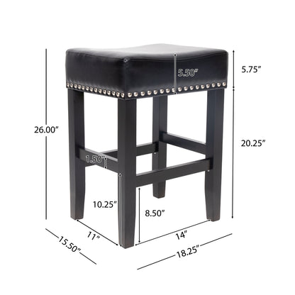 Chantal 26" Backless Leather Counter Stools, 2-Pcs Set