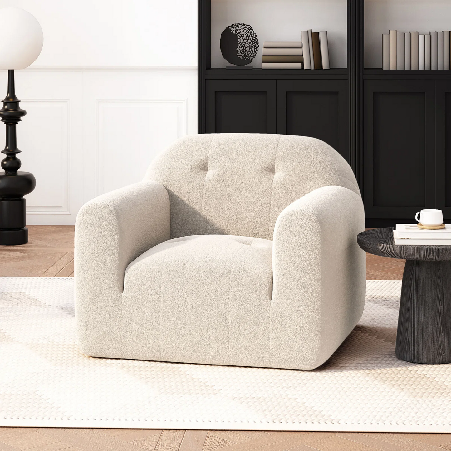 Nuvora Modern Velvet Bouclé Fabric Club Chair