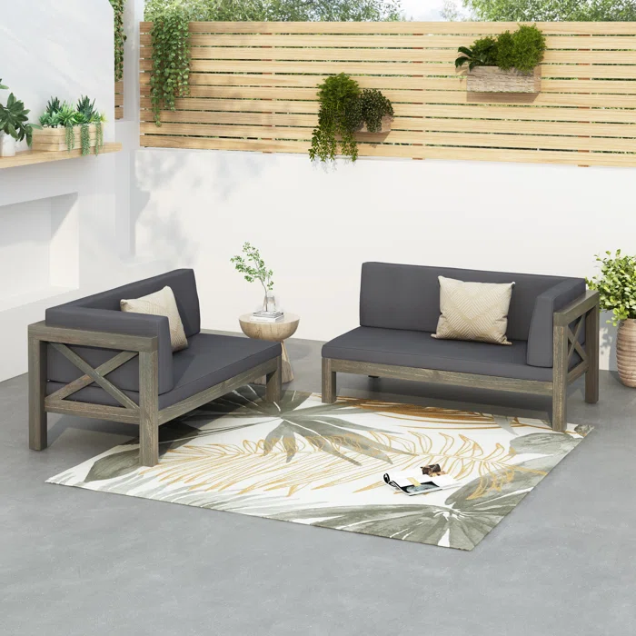 Brava X-Back Acacia Wood Water Repellent Patio Sofa