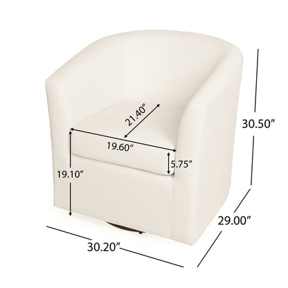 Nyrella Fabric Swivel Barrel Chair,White
