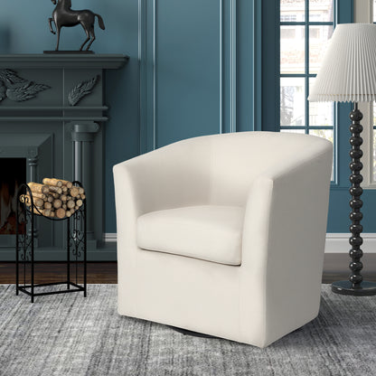 Nyrella Fabric Swivel Barrel Chair,White