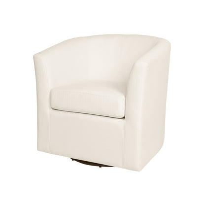 Nyrella Fabric Swivel Barrel Chair,White
