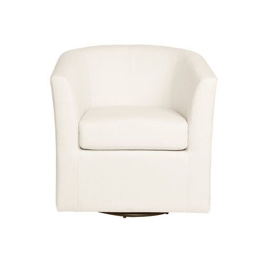 Nyrella Fabric Swivel Barrel Chair,White