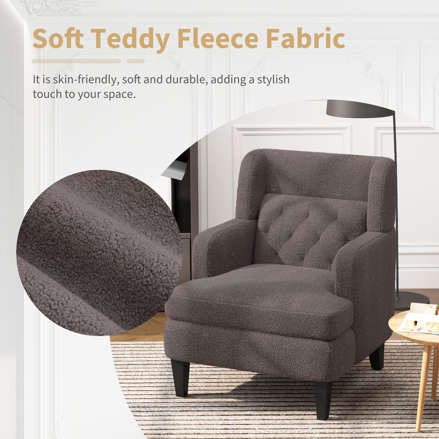 Dorelle Upholstered Accent Chair Tufted Armchair for Living Room and Bedroom