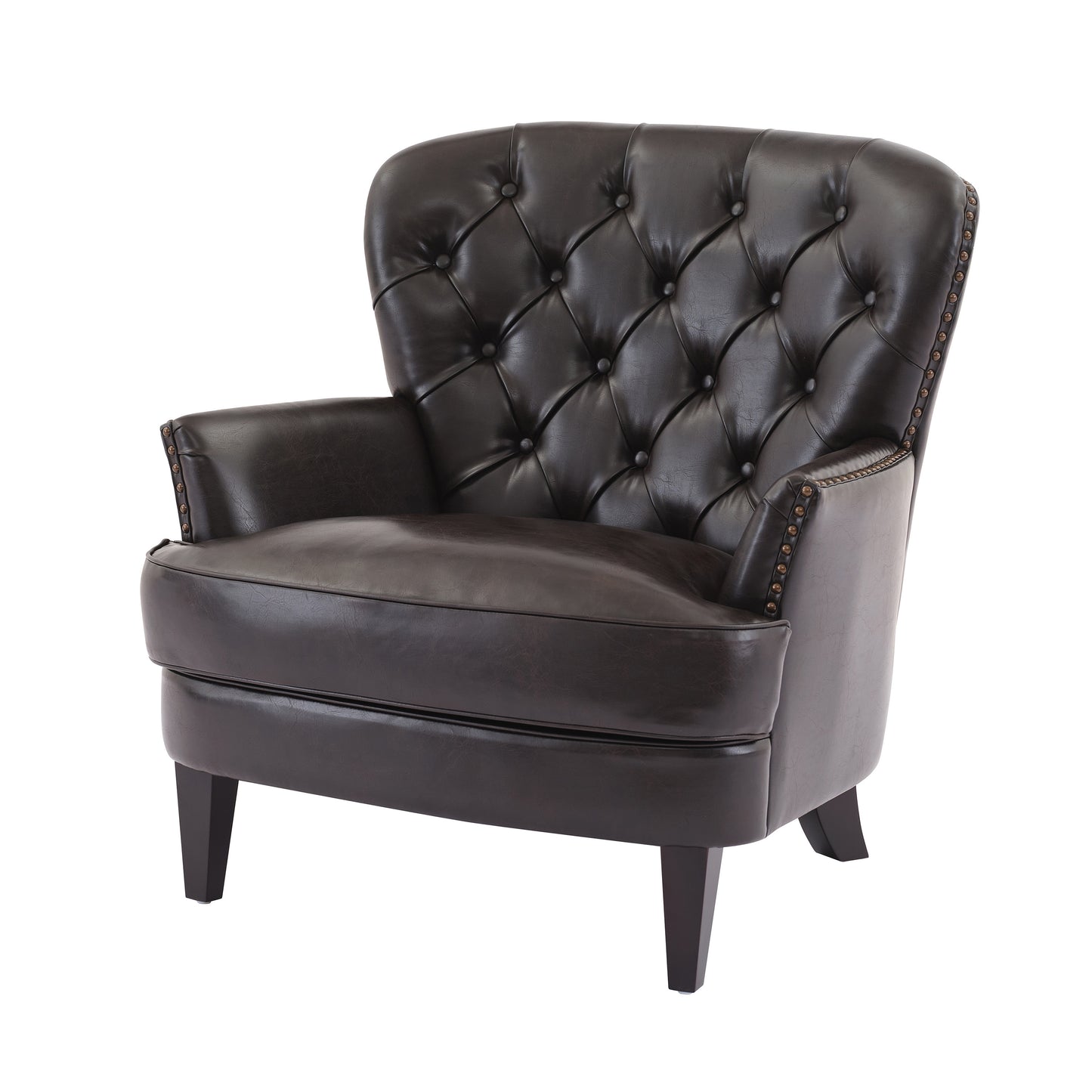 Mirod Vintage-Inspired Upholstered Lounge Chair with Nailhead Trim