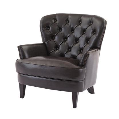 Mirod Vintage-Inspired Upholstered Lounge Chair with Nailhead Trim