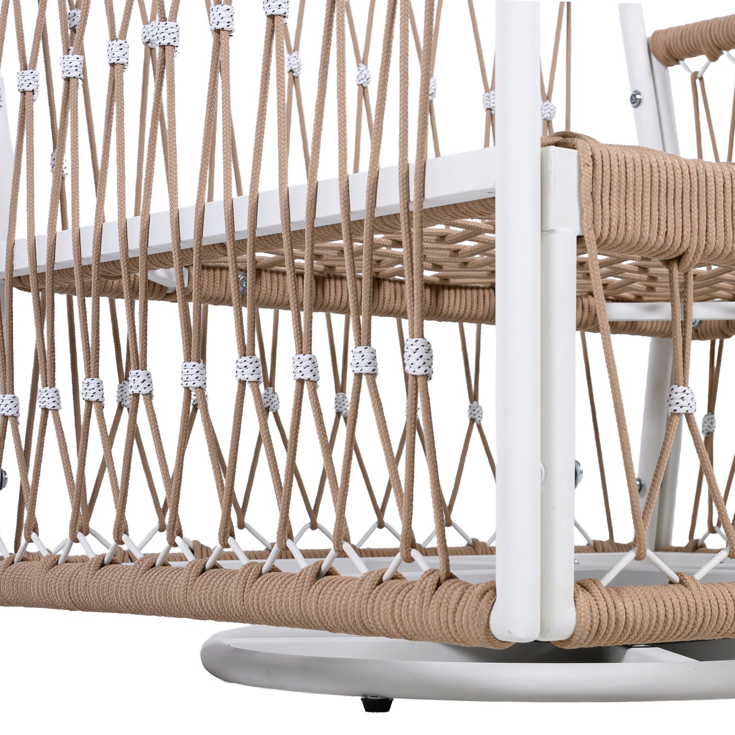 360° Swivel Bohemian Outdoor Lounge Chair with Handwoven Rope,Waterproof Cushions[Set of 2]