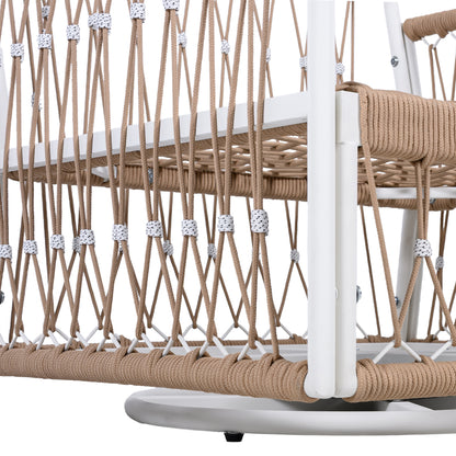 360° Swivel Bohemian Outdoor Lounge Chair with Handwoven Rope,Waterproof Cushions[Set of 2]