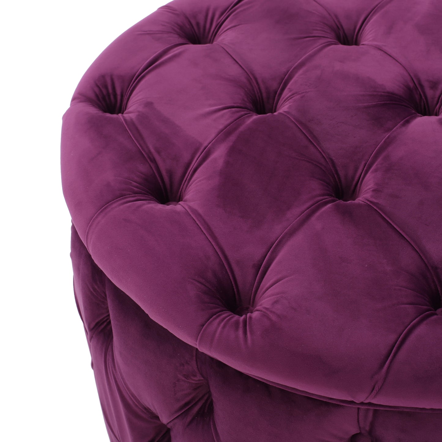 Solvista Velvet Button Tufted Stitched Round Footstool