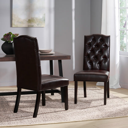 Clark Brown Leather Dining Chair (Set of 2)
