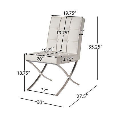 Pandora Modern Design White Leather Dining Chairs (set of 2)