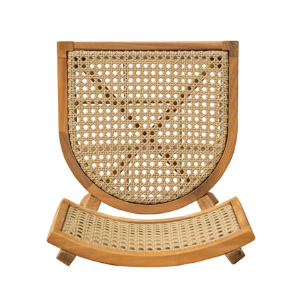 Netho Acacia Wood Dining Chair with Light Brown Wicker,Set of 2