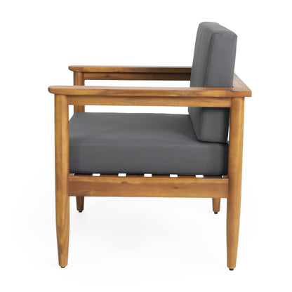 Plumb Outdoor Acacia Wood Club Chair with Cushions