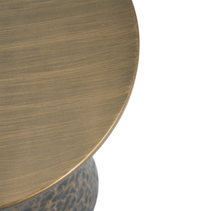 Meedom Indoor Accent Side Table Retro Metal Table with Hand-hammered Texture