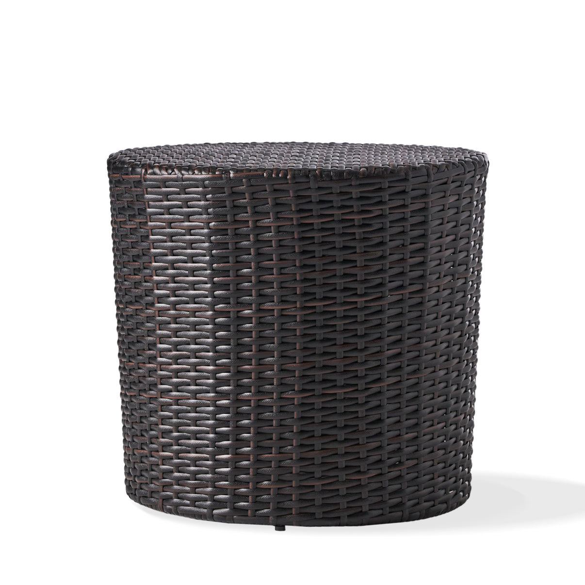 Overton Outdoor Wicker Barrel Side Table GDFStudio