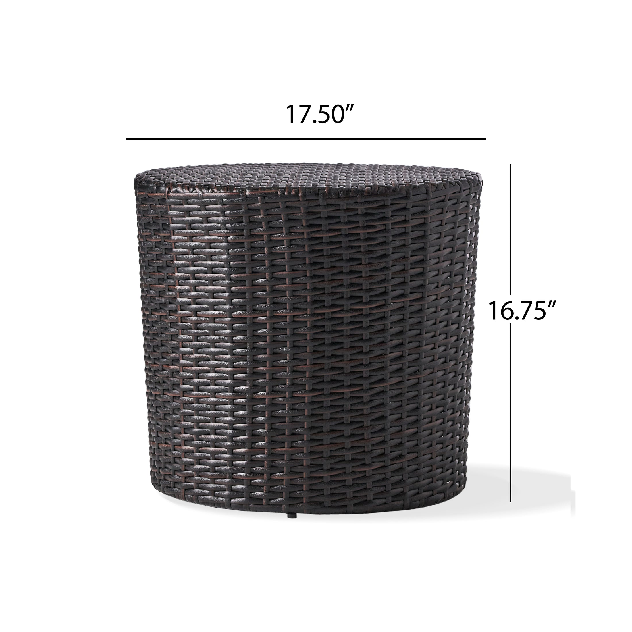 Overton Outdoor Wicker Barrel Side Table GDFStudio