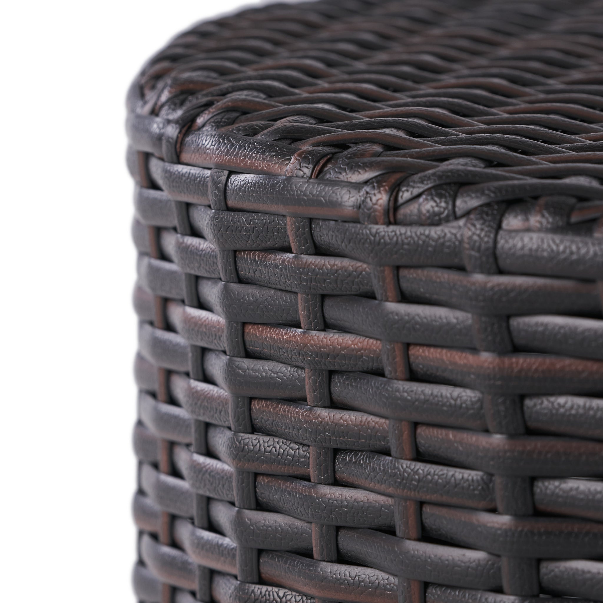 Overton Outdoor Wicker Barrel Side Table GDFStudio