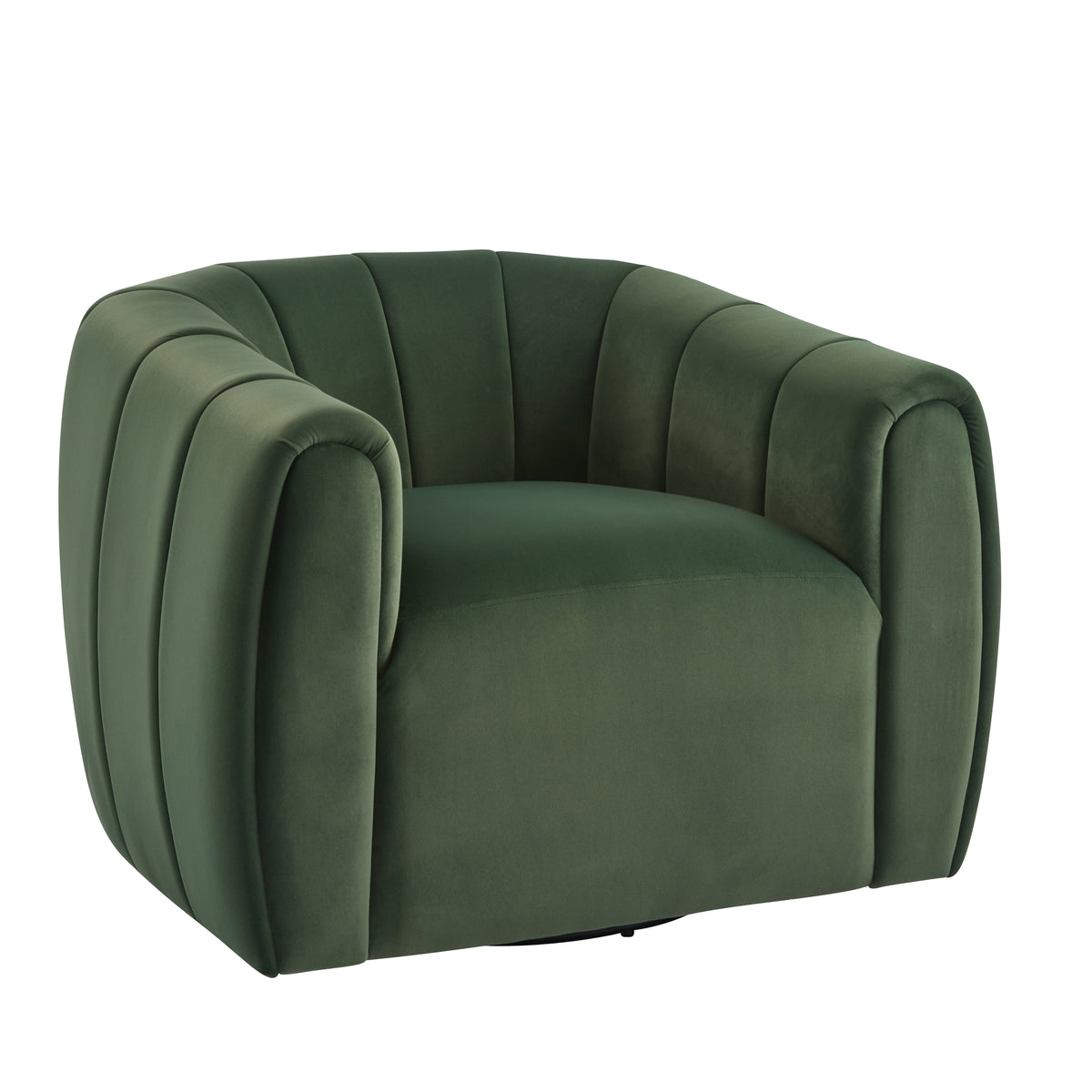 Lithe Monroe Velvet Swivel Club Chair,Armchair with 360-Degree Rotation,Upholstered Barrel Swivel Sofa Chair for Living Room/Bedroom,Tufted Back,Thick Cushion, Iron Base, Olive Green