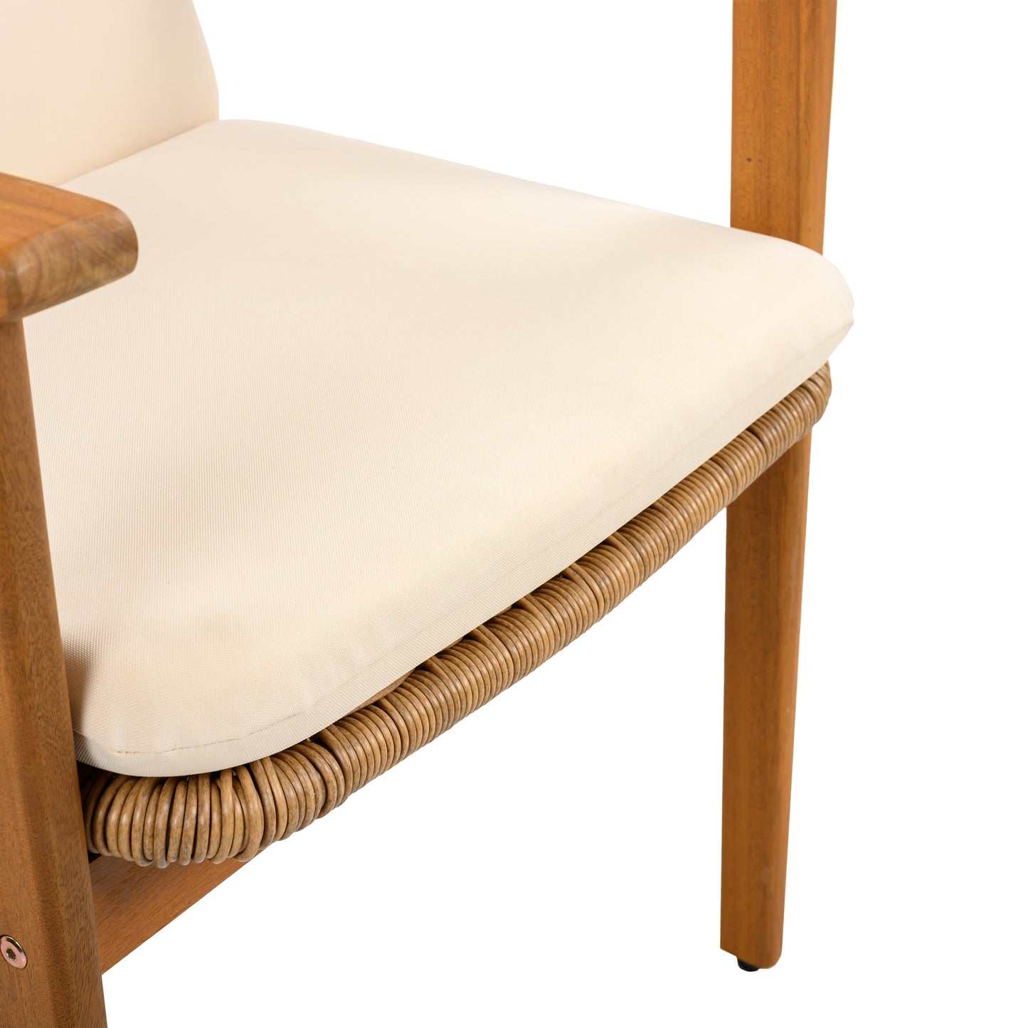 Demorivor Outdoor Dining Chairs Set of 2, Teak Color Acacia Wood Frame,Waterproof Cushion