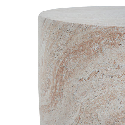 Glenhurst Outdoor Lightweight Concrete Side Table,Travertine Finish
