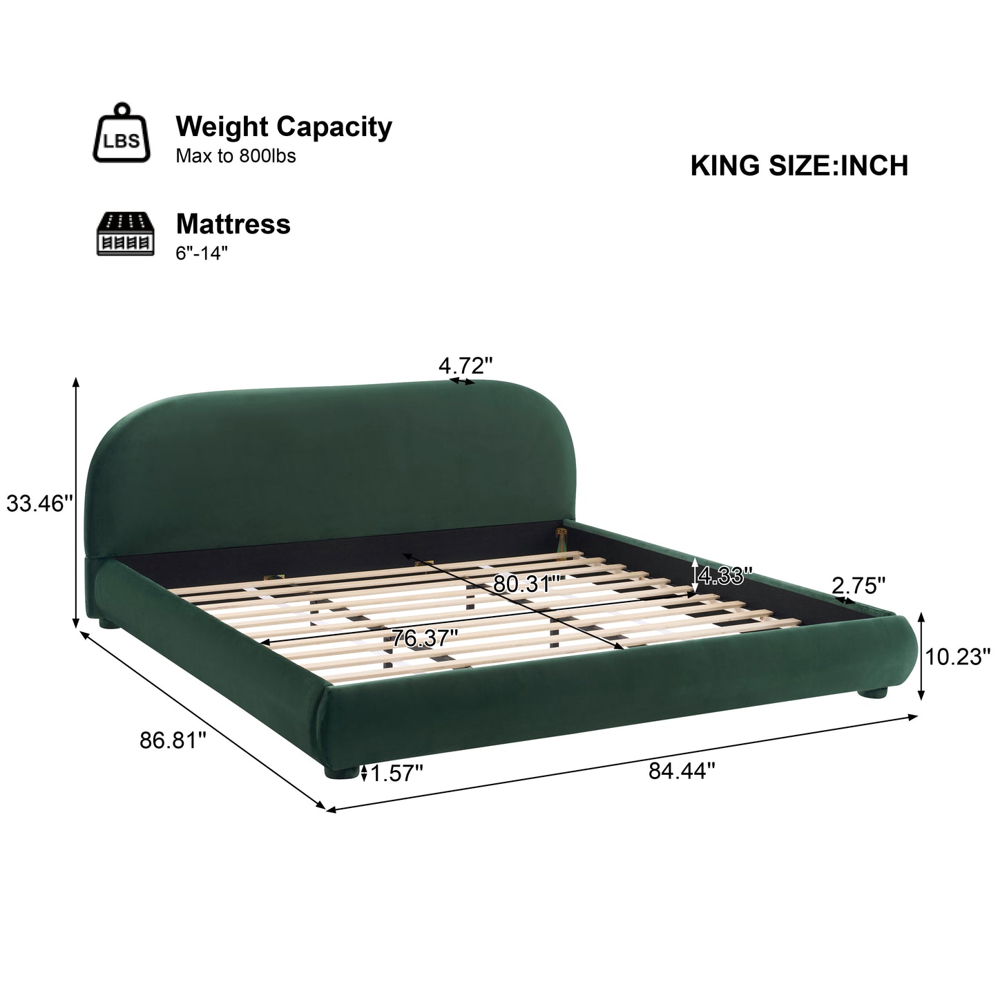 Calla Dark Green Velvet Soft Bed: Light Luxury Texture, Adding a High-end Atmosphere to Bedroom