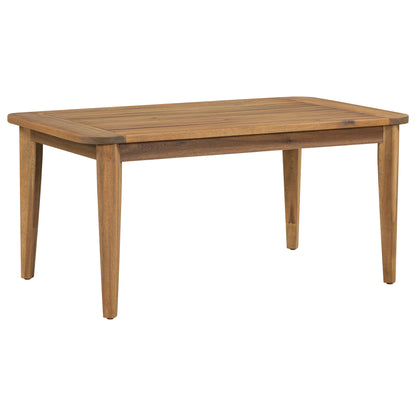 Oriona Outdoor Patio Acacia Wood Coffee Table, Teak + Beige