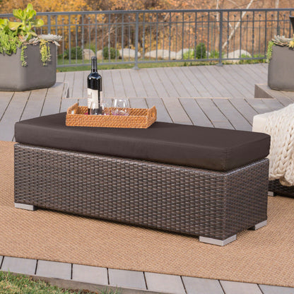 SANTA ROSA All-Weather Resin Wicker Bench: Lightweight & Portable for Outdoor Relaxation