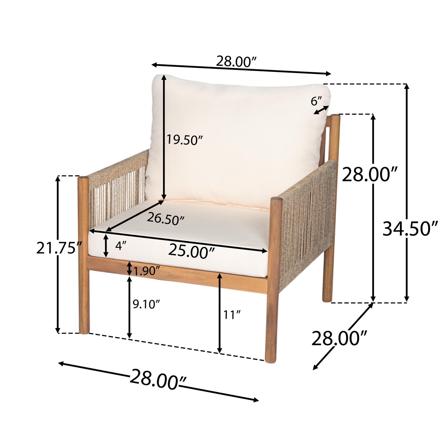 Orrenrenar Modern Outdoor Woven Lounge Chair with Cushions