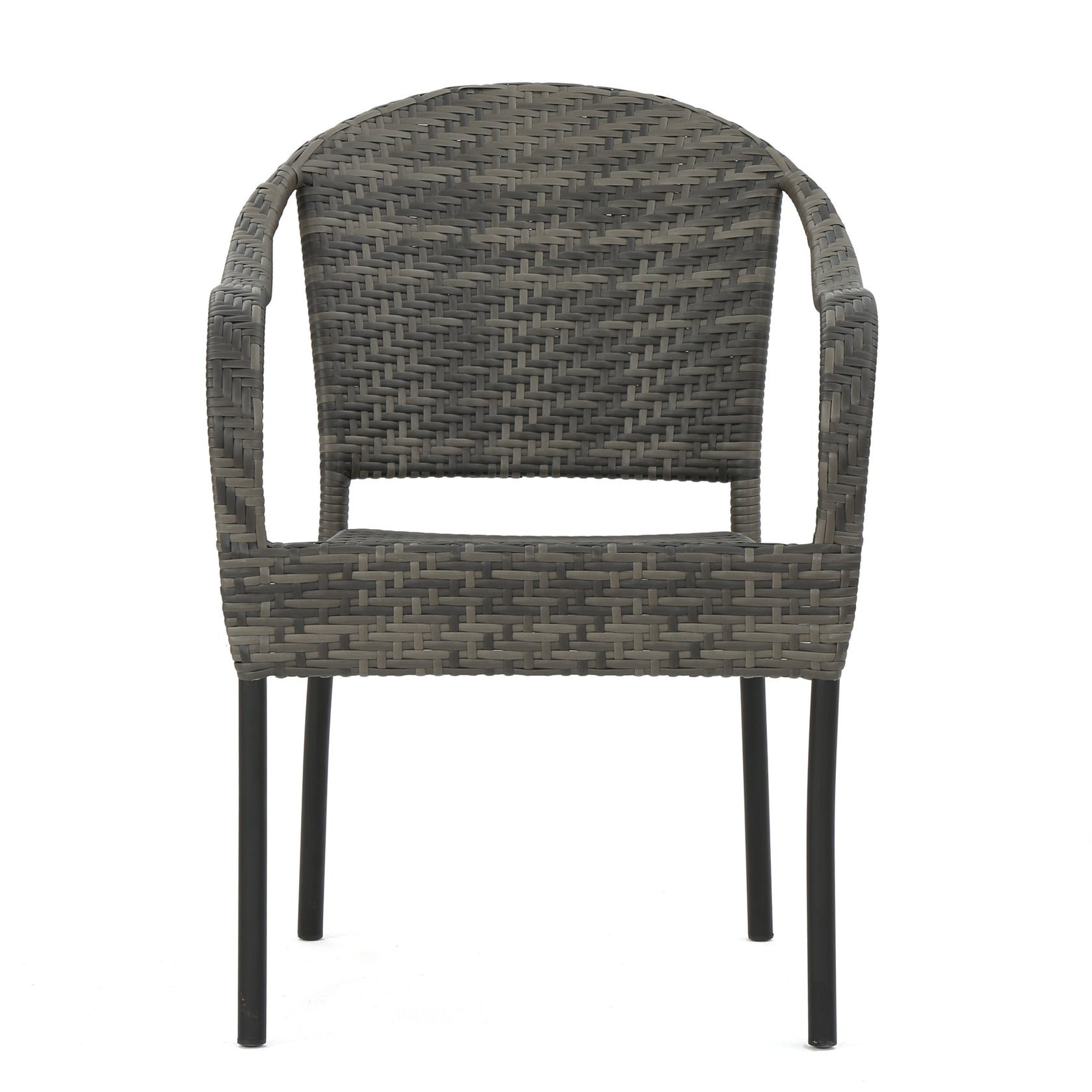 Livingston Outdoor Grey Wicker Chair (Set of 2) GDFStudio
