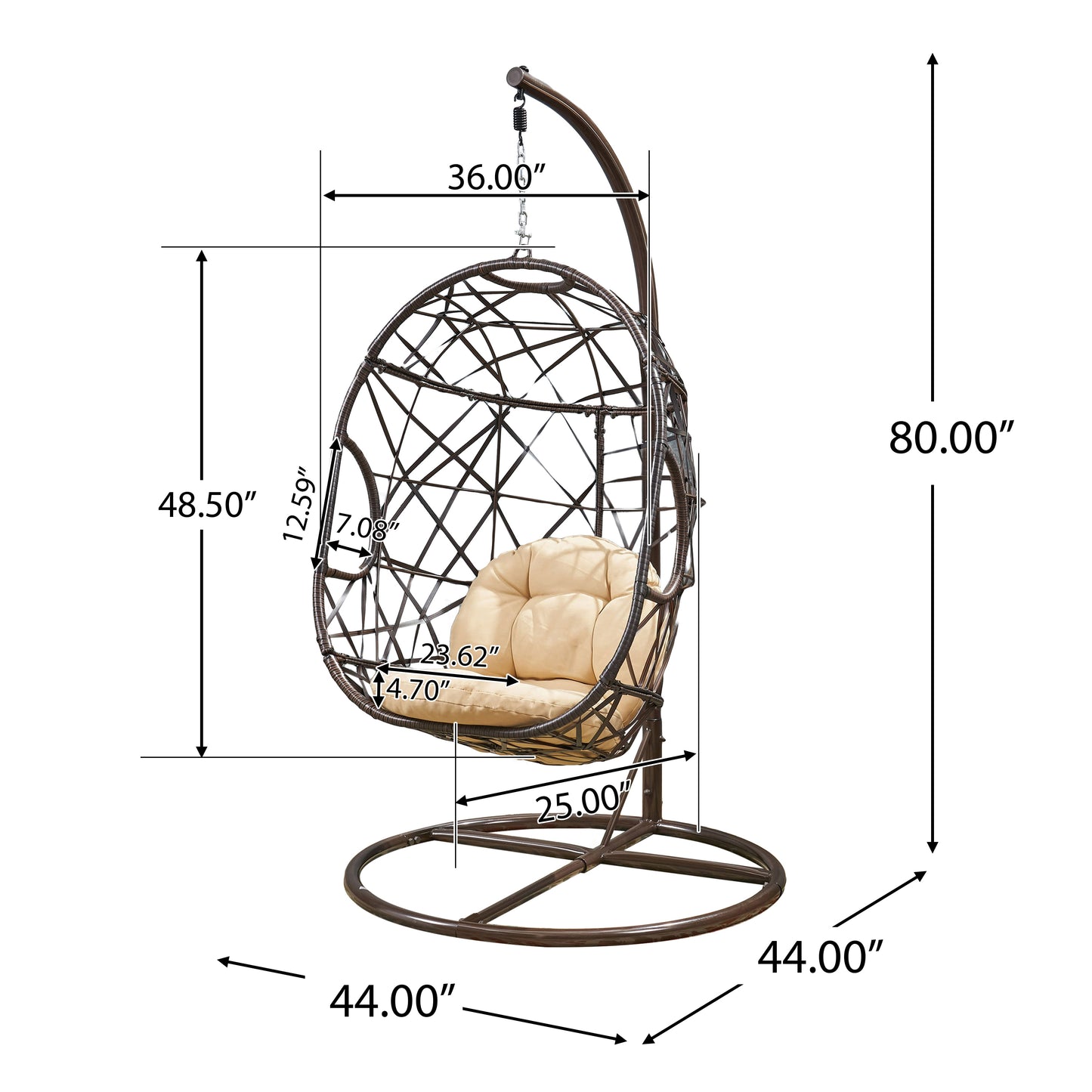 Guerneville Outdoor Brown Wicker Hanging Teardrop / Egg Chair