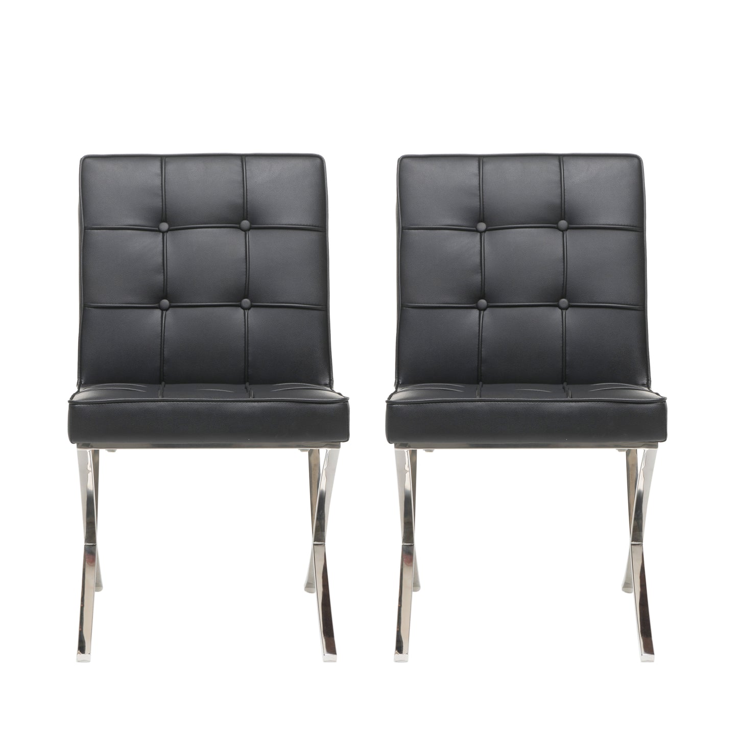 Pandora Modern Design Black Leather Dining Chairs (set of 2)