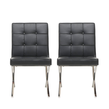 Pandora Modern Design Black Leather Dining Chairs (set of 2)