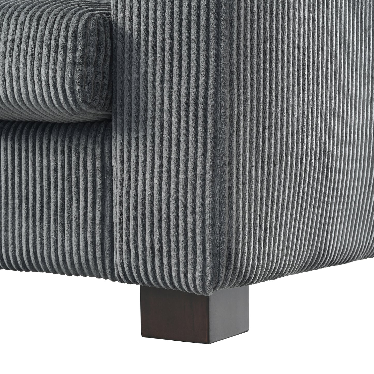 Modern three-seat Solid Wood sofa in striped finish with two cup holders