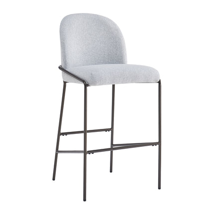 Galence Indoor Metal Upholstered Barstool, Antique Bronze Finish Frame, Set of 2